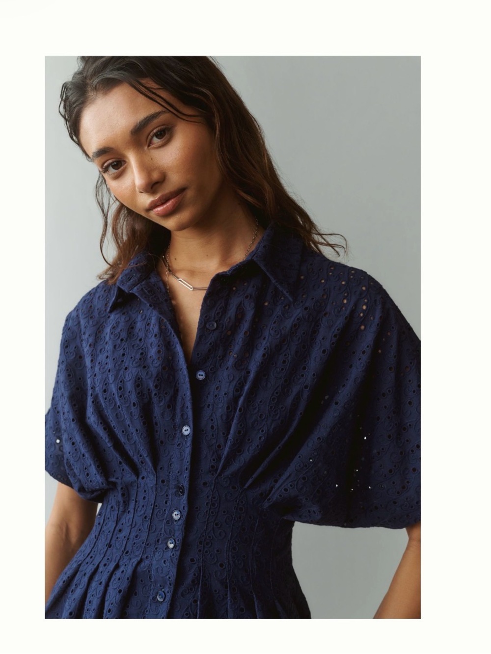 THE TOBIE EYELET MINI SHIRTDRESS - Picture 3 of 11